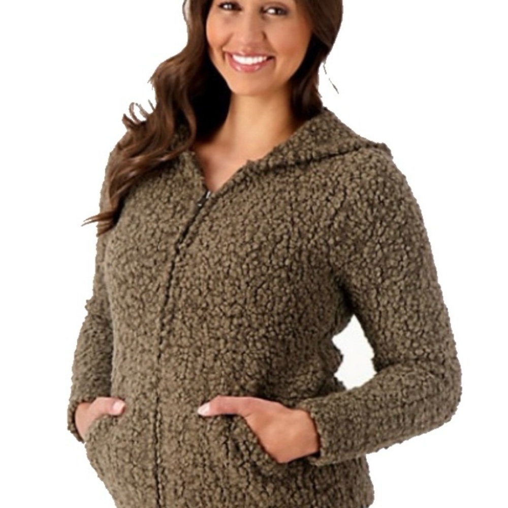 Barefoot Dreams Hazel Brown cozy chic Boucle Zip Hoodie Jacket 1x